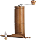 POLIVIAR Manual Coffee Grinder, Coffee Bean Grinder with Adjustable Ceramic Burr, Vintage Style Wooden Hand Coffee Grinder, Portable Burr Coffee Grinder with Brush and Spoon （JX2022-CG10）