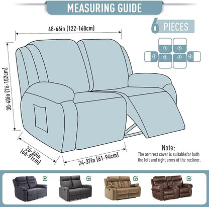TAOCOCO Recliner Loveseat Slipcover, 6 Pieces Dual Recliner Sofa Covers - Image 5