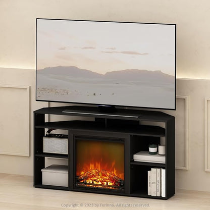 Furinno Jensen Fireplace TV Stand, NO Heat Decorative Electric Fireplace Corner - Image 3