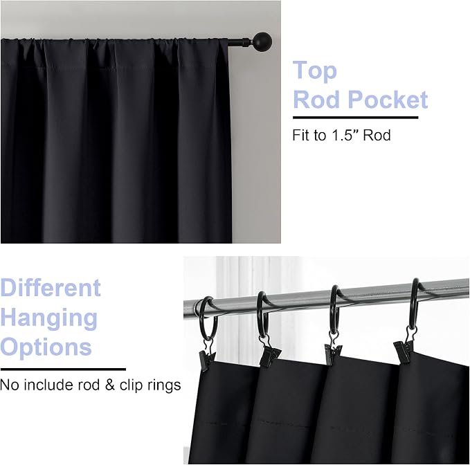 Simplebrand Ava Black Blackout Curtains - Image 4