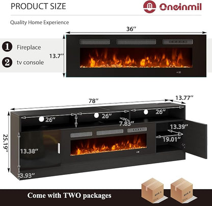 oneinmil 78" Fireplace TV Stand - Image 2