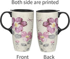 Topadorn Ceramic Latte Mug 17 oz. Coffee Cups with Sealed Lid and Color Box,set of 2
