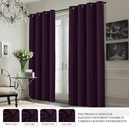 Yakamok Dark Purple 100% Blackout Curtains 84 Inches Long 40" Wide 2 Panels | - Image 8