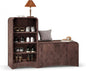 Shoe Cabinet with Bench, L-Shaped Shoe Storage Cabinet, Wood Tall Shoe Rack by Homiflex
