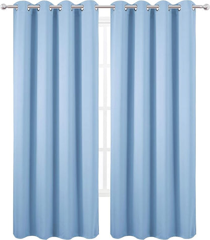 Sky Blue Thermal Blackout Curtains/52 x 84 Inch/Set of 2 Panels Room Darkening - Image 2