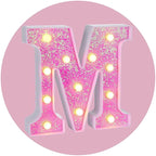 Foaky Pink Light up Letters，Pink Party Decorations,Girls Room Decor,Glitter Light Up Letters,Alphabet Letter Sign for Night Light Birthday Party Girls Gifts, Home Bar Decoration（M）