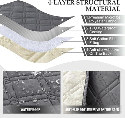Genina L Shape Couch Cover, Sectional Couch Chaise Covers, Waterproof Washable - Image 3