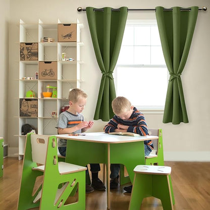 Room Darkening Curtains for Bedroom Olive Green 42x72 Inch 2 Panels | Noise - Image 6