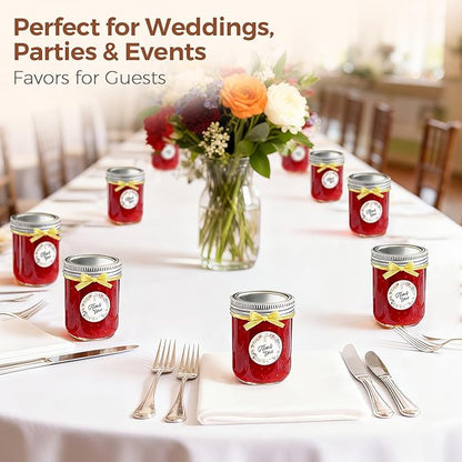 ComSaf Wide Mouth Mason Jars 16 oz with lids - 4 Pack, Pint Mason Jars with Seal Bands, Glass Canning Jars for Honey, Jam, Jelly, Coffee, Salad, Desert, Shower Wedding Favors, DIY Candles Decor