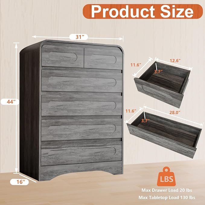 4 Piece Bedroom Set, Dresser and Nightstand Sets, Including Modern Wooden Large - Image 6