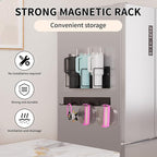 Strong Magnetic Cup Holder for Fridge, Fits Stanley 40/30/20 oz, Yeti & More, No-Drill Tumbler Organizer with Lid & Straw Storage, Kitchen & RV Space Saver(2-Piece Set)