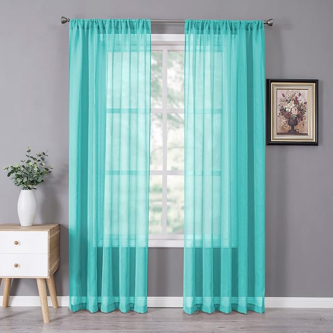 Tollpiz Sheer Curtain Linen Textured Bedroom Curtains Sheer Light Filtering Rod by Tollpiz