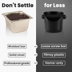 Rattleware Heavy-Duty Stainless Steel Knock Box Espresso Puck Disposal Durable Commercial Grade with Welded Bar Splash Guard All-Stainless Design for Busy Cafes and Home Baristas (6" x 5.5" x 4")