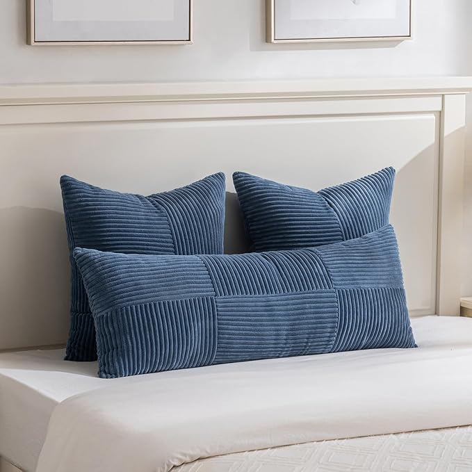 Fancy Homi 2 Packs Dusty Blue Euro Decorative Throw Pillow Covers 28x28 Inch - Image 5