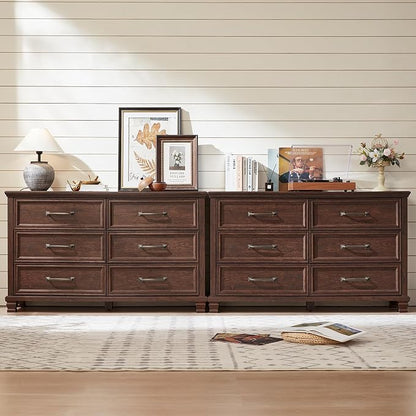 SAVOR LIFE Farmhouse Espresso 6 Drawer Dresser - Image 7