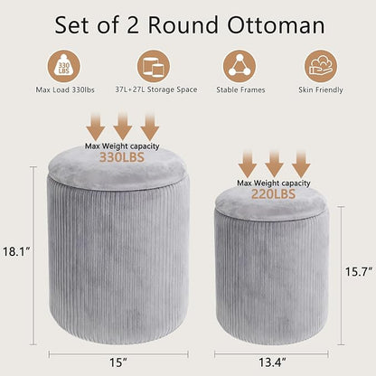 CAROLMADE Set of 2 Round Ottoman - Image 2
