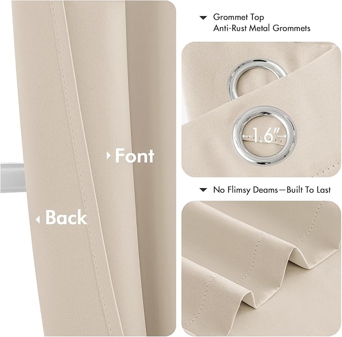 MIULEE Blackout Curtains for Bedroom 2 Panels 40 x 63 Inch Long Champagne | - Image 4