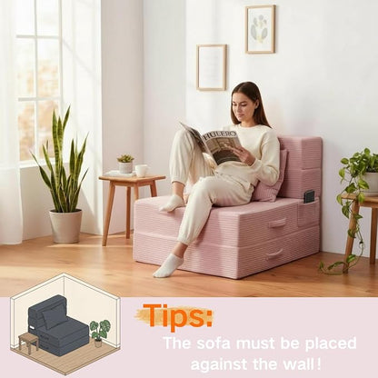 Folding Sofa Bed, 4 in 1 Convertible Sleeper Chair - Image 8