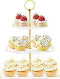 Hoedia 3 Tier Cupcake Stand Tower, Plastic White Cup Cake Holder for Dessert stands, Tiered Serving Tray for Tea Party, Birthday Party, Wedding Decor and Baby Shower(Square)
