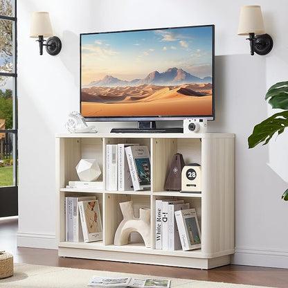 Joaxswe 6 Cube Bookcase, Wood Low Floor Standing Bookshelf - Image 5