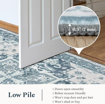 Rugflix 9x12 Area Rugs for Living Room, Washable Light Blue Large Rug | Machine - Image 4