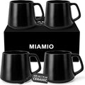 MIAMIO - Coffee Mugs Set of 4 / Large Ceramic Coffee Cups (14 oz) - Mug for Cappuccino, Tea, Espresso - Microwave and Dishwasher Safe - Luxe Collection (Black Series)