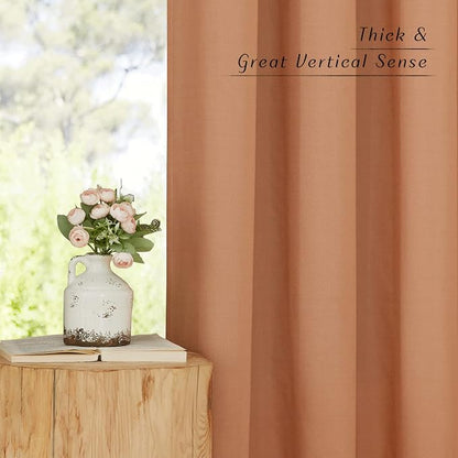 NICETOWN Burnt Orange Short Linen Curtains - Image 5