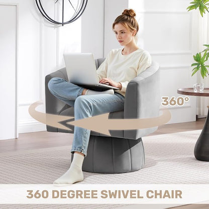 Swivel Accent Barrel Chair Set of 2, Cute Comfy Small Round 360° Arm Chair - Image 4
