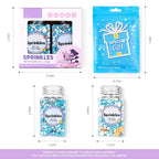 Edible Blue Sprinkles Mix, Blue Confetti Jimmy Sprinkles, Gold Sanding Sugar, Pearl Sprinkles, Gold Crown Sprinkles for Cake Decorating, Cupcakes, Cookies, and Ice Cream Toppings. (120g/4.2oz)