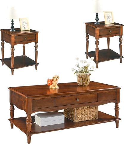 Living Room Table Set-One Rectangular Coffee Table and Two Square End Tables by MODERION-YourHomeSoulMate
