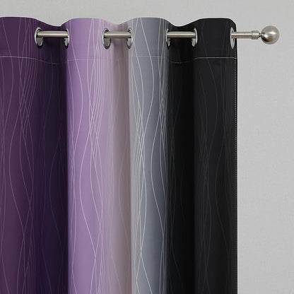 Black and Purple Ombre Blackout Curtains 54 Inch Length | Room Darkening - Image 4