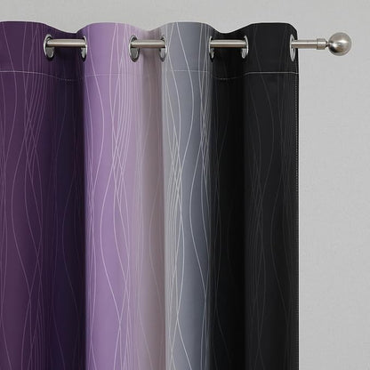 Black and Purple Ombre Blackout Curtains 63 Inch Length | Room Darkening - Image 4