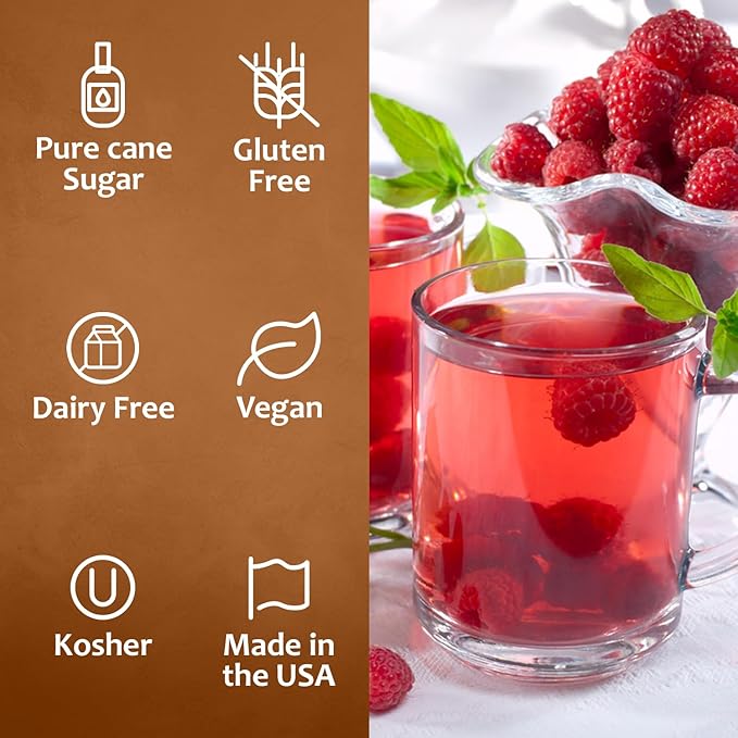 Syruvia Premium Raspberry Syrup - 25.4 fl oz Kosher Best For Drinks, Dessert, Soda, Smoothies, Gluten-Free, Non-GMO Flavor