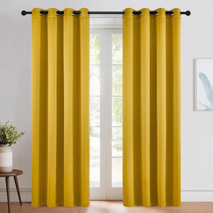NICETOWN Gold Curtains 84 inches Long Blackout by NICETOWN