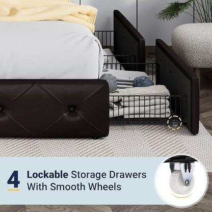 Allewie Upholstered King Size Platform Bed Frame - Image 5