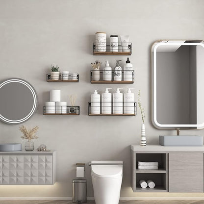 CRUGLA Floating Wall Shelves Set of 5, Wall Mounted Bathroom Shelves, Hanging - Image 2