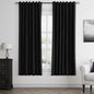 Black 100% Blackout Linen Curtains 63 Inch Length 2 Panels Set by Guken