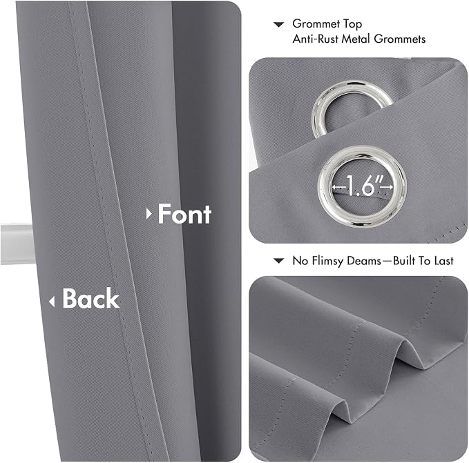 MIULEE Blackout Curtains for Bedroom 2 Panels 40 x 54 Inch Long Light Gray | - Image 4