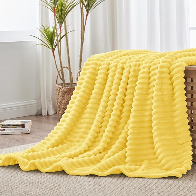 BEDELITE Ribbed Twin Blanket for Couch & Bed, Custard Yellow, Warm Yet - Image 7