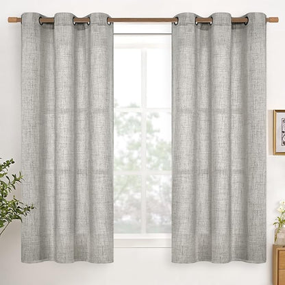 YoungsTex Dark Grey Linen Curtains 48 Inch Length by YoungsTex