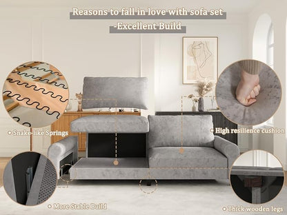 EASE MOOSE 88.5" Large Seat Velvet Loveseat Sofa, Soft Deep Seat Couches - Image 9
