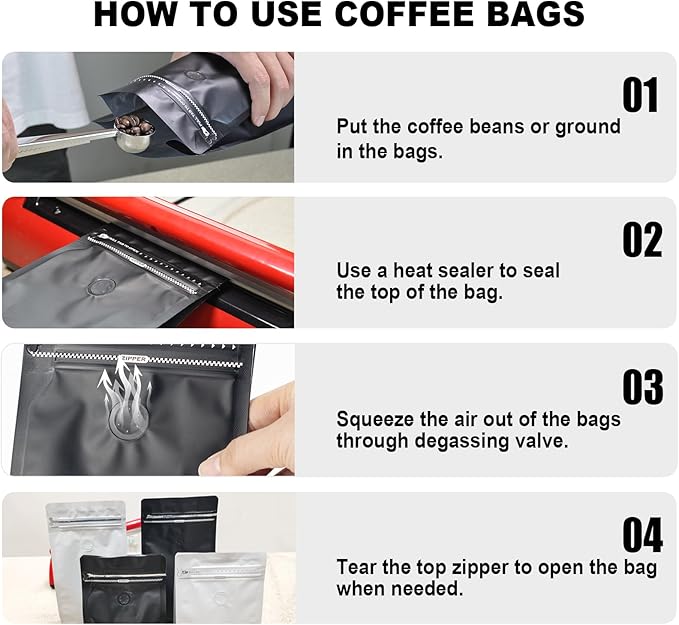 Coffee Bags with Valve(60pcs,16 oz,1 lb) Vented Coffee Beans Packaging Bags High Barrier Aluminumed Foil Flat Bottom Heat Sealed Side Zipper Resealable Storage Bag for Home or Business（White+Green）
