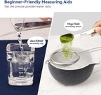 10-Pcs Matcha Kit Set, Whisk and Bowl with Spout & Measuring Spoon, Japanese Tea Making Tools, Charcoal Grey