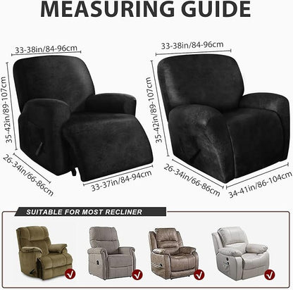 ANARACHON Leather Look Recliner Chair Covers Stay in Place 4-Piece Recliner - Image 3