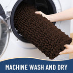 Arotive Luxury Chenille Bathroom Rug Mat, Extra Soft Thick Absorbent Shaggy Bath Rugs, Non-Slip Machine Wash Dry, Plush Bath Mats for Bathroom, Shower and Tub, 45x27, Brown