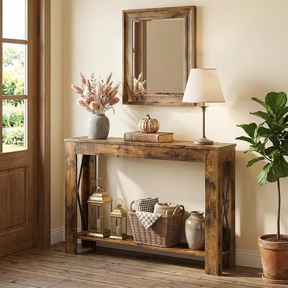 YATINEY Farmhouse Console Table, 39.4'' Small Narrow Entryway Table, Wood Couch - Image 6