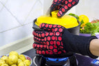 J H Heat Resistant Oven Glove:EN407 Certified 932 °F, 2 Layers Silicone Coating, Oven Mitts for Cooking, Kitchen, Fireplace,Camping, Grilling