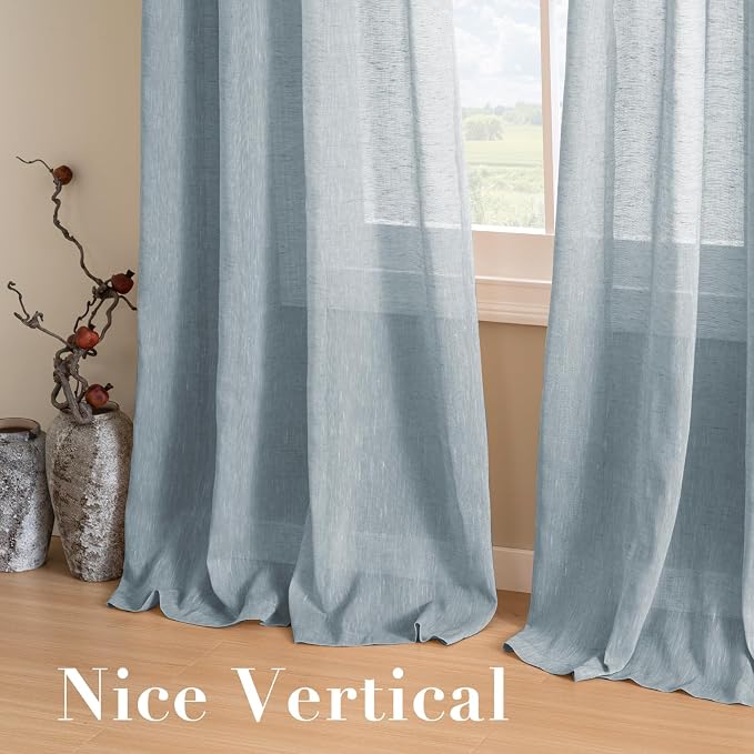 H.VERSAILTEX Linen Curtains Nickel Grommet Natural Linen Semi-Sheer Curtains 2 - Image 7