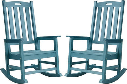 Psilvam Oversized Outdoor Rocking Chair Set of 2, HDPE Porch Rocker by PsilvamGardenFurniture