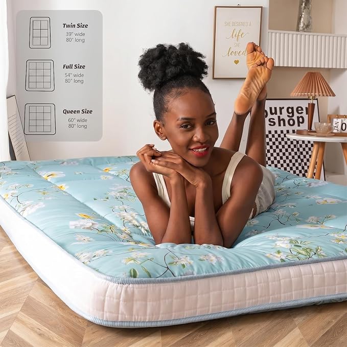 MAXYOYO Rustic Floral Korean Futon Mattress, Japanese Floor Mattress Quilted - Image 5